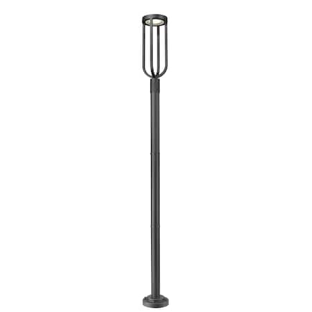 Z-Lite Leland Outdoor Post Mounted Fixture, 1-Light, 9 In.W x 97.25 In.H, Sand Black/Sand Blast 5005PHB-567P-BK-LED